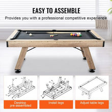 7ft Billiards Pool Table – Wood Finish Black Cloth for Family Game Room Kids Adults