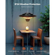 1500W Hanging Patio Heater, Outdoor/Indoor Electric Infrared Ceiling Heater with Pull Cord & Adjustable Chain, IP34 Rated for Porch, Patio, or Studio