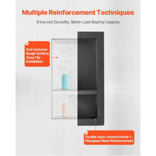 16 x 28 Inch Shower Niche Recessed Wall Storage with Adjustable Shelf (Black)