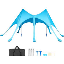 20x13 ft Beach Tent Sun Shelter with UPF50+ Sun Protection 9.2 ft Tall  for Family Outings Camping (Blue)