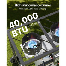 Outdoor Propane Deep Fryer 18 Qt x 2 Dual-Tank 40,000 BTU 3 Baskets 2 Thermometers Portable Stainless Steel Fryer Cart