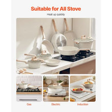 19 Piece Pots and Pans Set Nonstick and Granite Cookware Set for Kitchen (White)