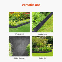120 x 4.5 Inch Black Permanent Rubber Pathway Natural-Looking Mulch Garden Edging for Plants Recycled Rubber Mulch Mat HJ6001 (Set of 4)