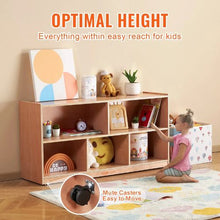 5-Compartment Cubby Mobile Tray Storage Cabinet 2-Shelf Classroom Cubbies (Natural)