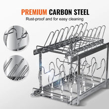 12 Inch Pan and Pot Rack 2-Tier Expandable Pull Out Under Cabinet Organizer for Kitchen LX-C9285