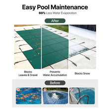 18x34 ft Inground Pool Safety Cover with Left Step Mesh Winter Cover with Hardware