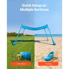 10x10 Ft Beach Tent Sun Shelter UPF50+ UV Protection Easy Pop-Up Canopy with Sandbags & Poles
