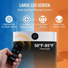 1500W Ceramic Space Heater with Thermostat & Remote, 2-Level Quiet Fan for Office or Room