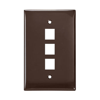 3-Port Midsize Single-Gang QUICKPORT Wallplate Brown 41091-3BN