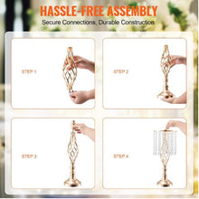 12PCS Crystal Wedding Flower Stand 19.3" Gold Metal Centerpiece Vase for Wedding & Party Decor