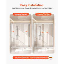 Semi-Frameless Shower Door 57.8-59 W x 70 H in Double Sliding Glass 1/4 in (6mm) Tempered Glass Chrome Hardware