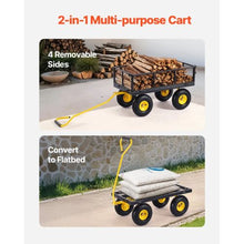 500 LBS Steel Garden Cart Heavy-Duty Wagon with 10" All-Terrain Tires & Removable Mesh Sides