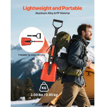 9 In Foldable Snow Shovel with D-Shaped Handle 36-40 In Adjustable Aluminum Alloy Tool for Driveway Garden & Camping
