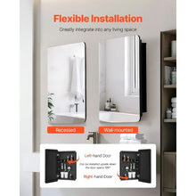 16x24 Inch Medicine Cabinet with Mirror Aluminum Frame Adjustable Shelves Recessed & Wall-Mounted for Bathroom