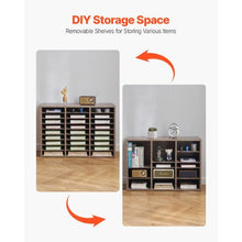 27-Compartment Wooden Literature Organizer Mail Sorter – (Black/Grey)