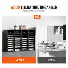 36 Compartments Wood Literature Organizer with Removable Shelves Mailboxes Slot for Office Home Classroom (Black)