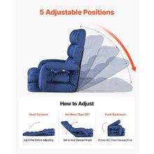 5-Position Adjustable Folding Floor Chair with Armrests & Back Support (Dark Blue)