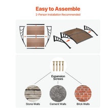38 x 40 in Door Awning Canopy Polycarbonate Front Door Cover Rain & UV Protection (Brown)