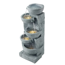 5-Tier Bowl Water Fountain 31.5" Floor Standing with LED Light & Pump Indoor/Outdoor Garden Decor