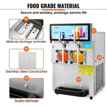 (8 L+4 L) x 2 Commercial Slushy Machine 1155W Stainless Steel for Party Cafes Restaurants Bars Home