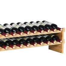 18 Bottle Wine Rack with 2-Tier Solid Bamboo Wood Storage Racks for Kitchen Bar and Cellar (Natural Color)