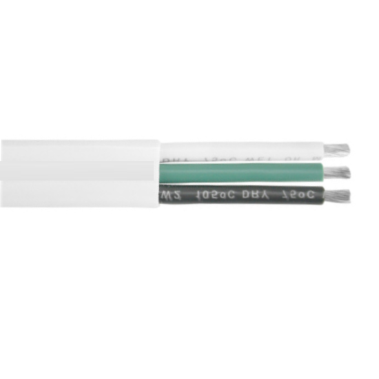 16 AWG 3 Conductor White Jacket Triplex Boat Flat Cable