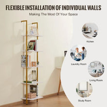 5-Tier Ladder Shelf15.6 x 11.8 in Bookshelf Metal Frame Open Storage Rack for Kitchen Bedroom Bathroom & Living Room Gold White