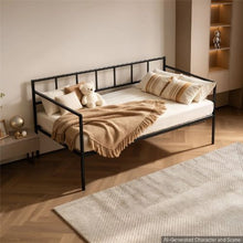 Twin Size Metal Daybed Frame with Under-Bed Storage Heavy-Duty Black No Trundle