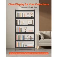 68-Inch Display Cabinet with Acrylic Doors 5-Tier Wooden Curio Cabinet for Collectibles