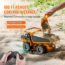 1:18 RC Dump Truck – 9-Channel Remote Control Vehicle with Metal Bed & Lights, 2 Batteries, for Kids 8+