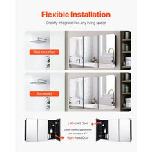 25.5x40 Inch Medicine Cabinet with Mirror Aluminum Frame 4-Layer Adjustable Shelves Recessed & Wall-Mounted for Bathroom