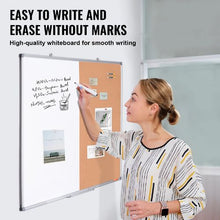 48" x 36" Whiteboard & Cork Board Combo with Aluminum Frame – 2-in-1 Magnetic for School Home Office
