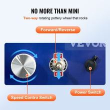 Mini Pottery Wheel 2.6"/3.9" Turntables 0-300 RPM 30W Electric Wheel 17 Accessories (Blue)