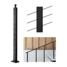 36" Stair Railing Post, 30° Angled Holes, Black Stainless Steel