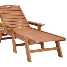 HDPE Chaise Lounge Chair 6-Position Adjustable Patio Lounge Chair with Cup Holder 400 lbs Capacity (Brown)