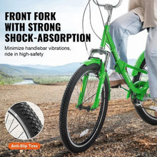 Folding Adult Tricycle 24", 7-Speed Carbon Steel 3-Wheel Cruiser Bike with Basket & Adjustable Seat for Women Men