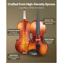 4/4 Full Size Violin Set for Adults Solid Wood Beginner Fiddle with Case & Accessories