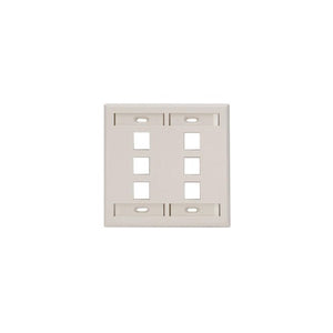 Dual-Gang QUICKPORT Wallplate 6-Port Light Almond 42080-6TP