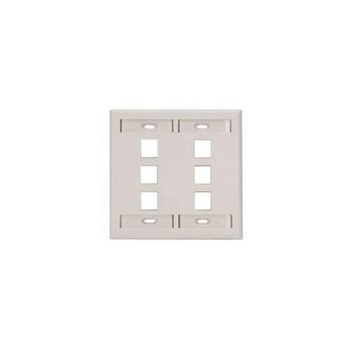 Dual-Gang QUICKPORT Wallplate 6-Port Light Almond 42080-6TP