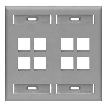 Dual-Gang QUICKPORT Wallplate 8-Port Gray 42080-8GP