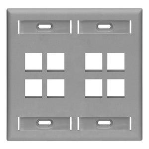 Dual-Gang QUICKPORT Wallplate 8-Port Gray 42080-8GP