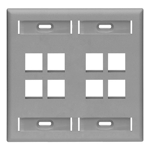 Dual-Gang QUICKPORT Wallplate 8-Port Gray 42080-8GP