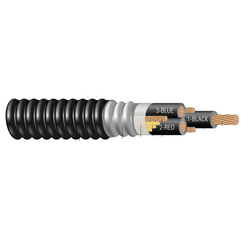 500 MCM 3C Type MC Copper Conductor 50% Ground Aluminum Interlocked Armor PVC Jacket 600/1000V