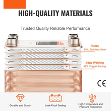 Efficient Copper-Brazed 50 Plate Heat Exchanger for Hydronic Circulation Snow Melting and Heat Recovery Systems