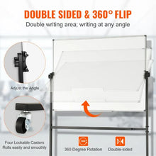48 x 32 In Rolling Whiteboard Double-Sided Magnetic Mobile Whiteboard 360° for Office School