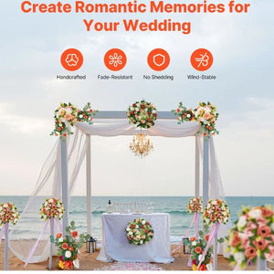 Orange Floral Centerpieces Freestanding Flower Arrangements for Wedding JN-PJ-01 (Pack of 4)