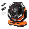 13 Inch Portable Rechargeable Fan with LED Lantern 4-Speed Adjustable, 45°/90° Automatic Swivel, Timer, USB Battery-Powered Fan