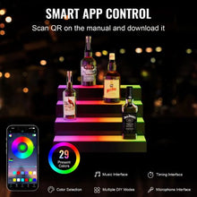 16 Inch 3 Tiers LED Lighted Liquor Bottle Display  with RF Remote & App Control