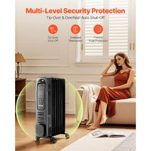 1500W Electric Oil Filled Radiator with Dual U-shaped Heating Tubes for Indoor Black