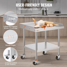 24 X 28 In  Stainless Steel Work Table with 4 Wheels  for Commercial Kitchen Restaurant SKT710-610